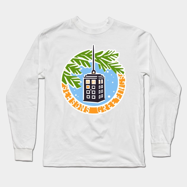 Tardis Christmas Ornament Long Sleeve T-Shirt by katmargoli